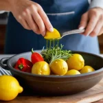 Home 12 가족과 함께하는 야외 바비큐 파티 - **Prompt 1: The Art of Marinade in a French Home Kitchen**
"A close-up shot of a pair of hands, ...